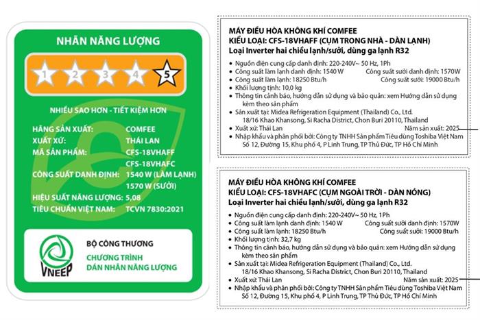 Điều hòa Comfee Inverter 18000 BTU 2 Chiều CFS-18VHAFF